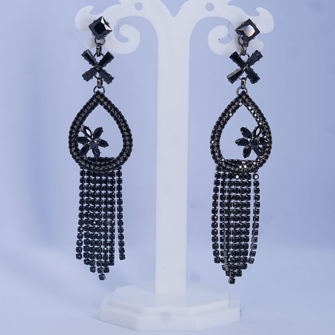 Chandelier Black crystal Drop Earrings